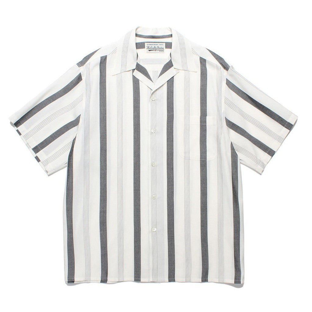 STRIPED OPEN COLLAR SHIRT S/S -TYPE 1- #WHITE [24SS-WMS-OC08]