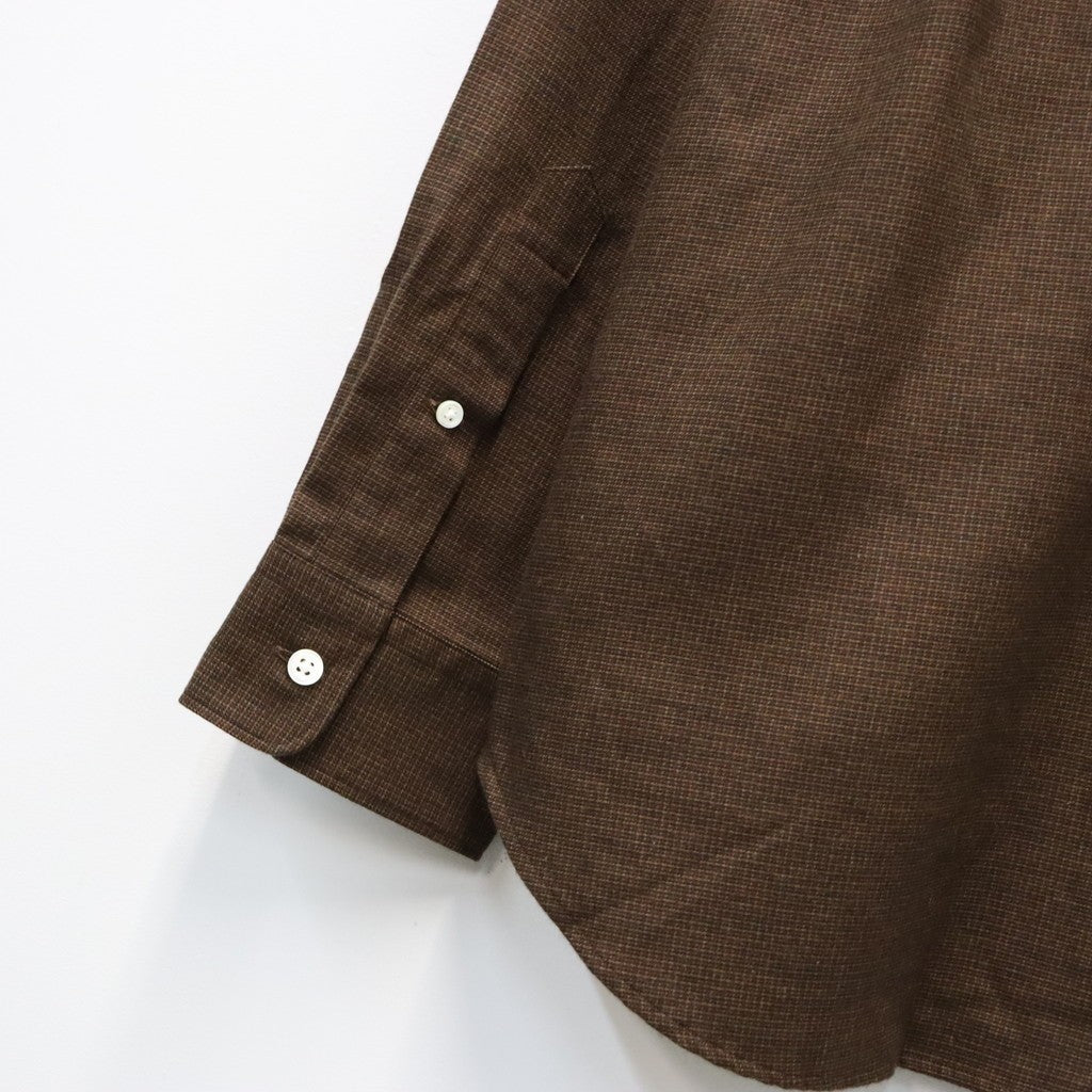 Micro Plaid Open Collar Shirt #Brown [SD26F-SH02]