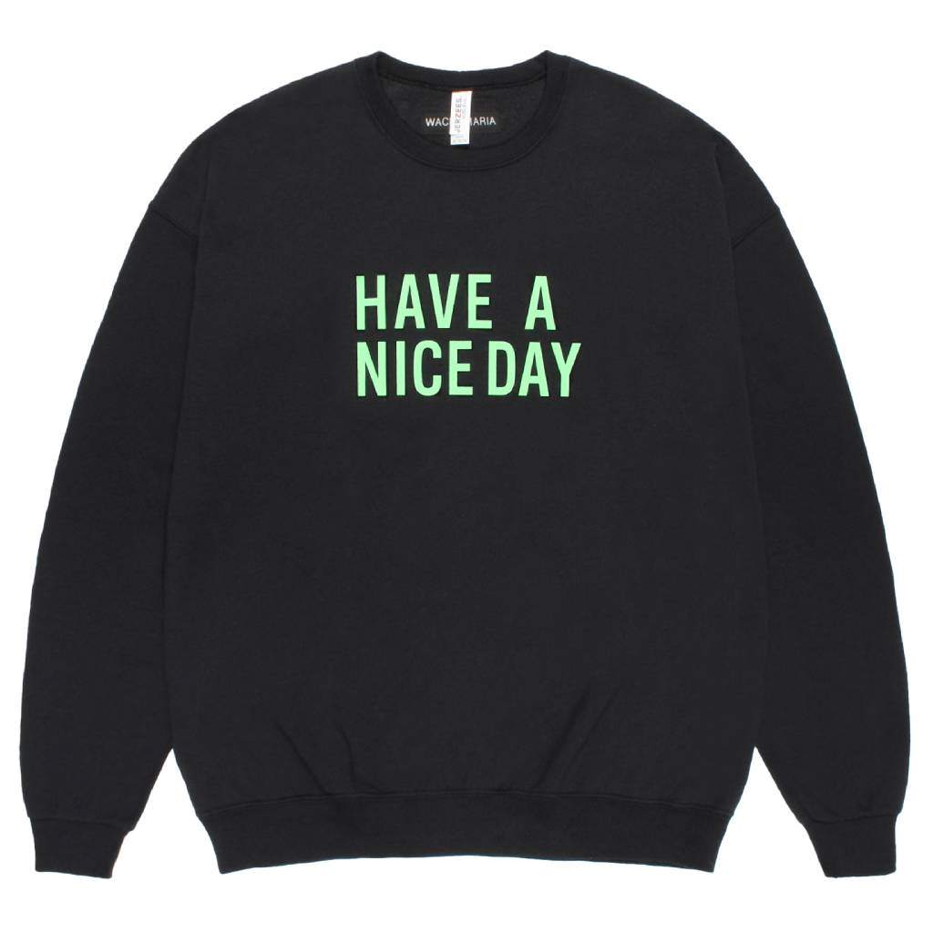 CREW NECK SWEAT SHIRT #BLACK/GREEN [26FWE-WMC-SS06]