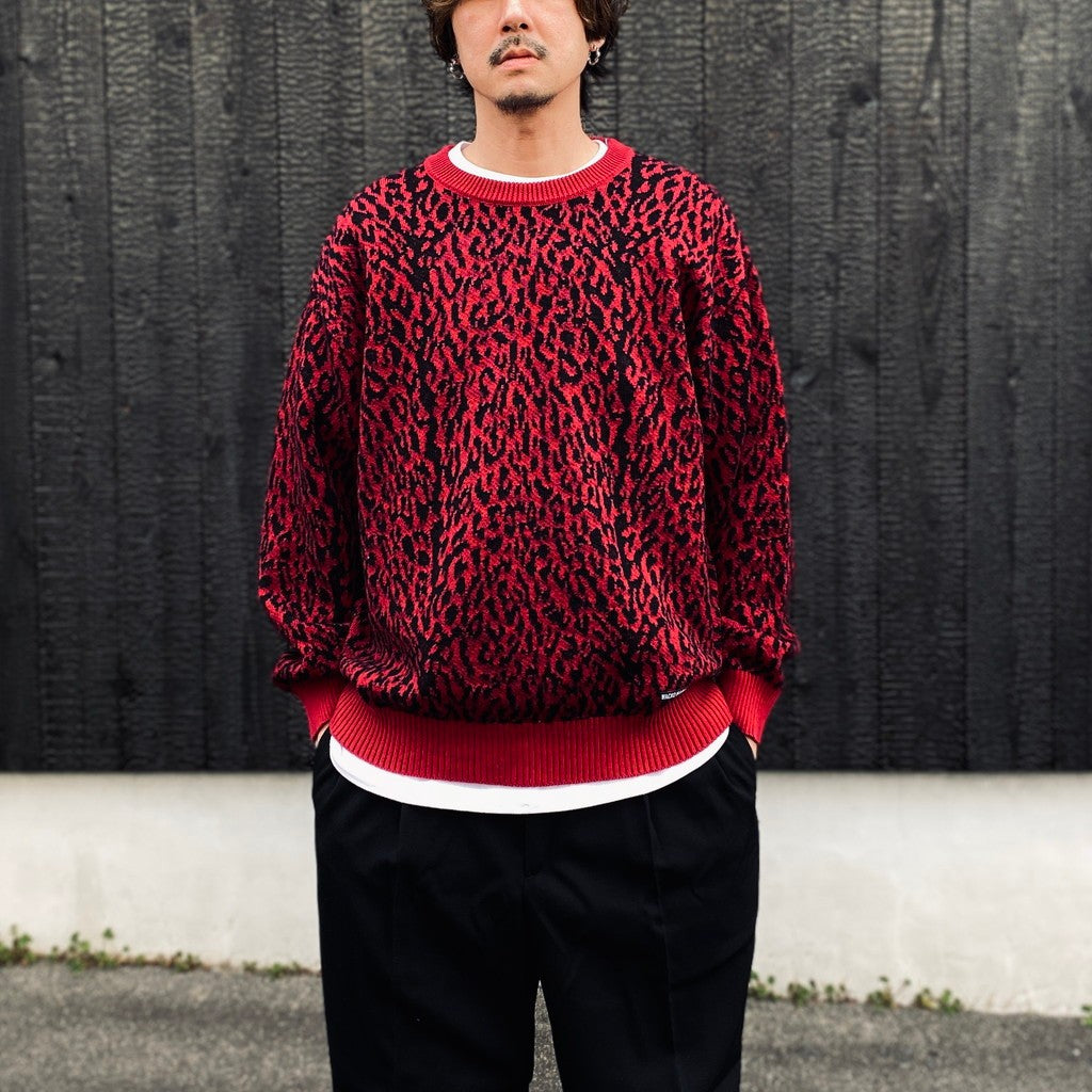 LEOPARD JACQUARD SWEATER ( TYPE-1 ) #RED [26SS-WMK-KN13]