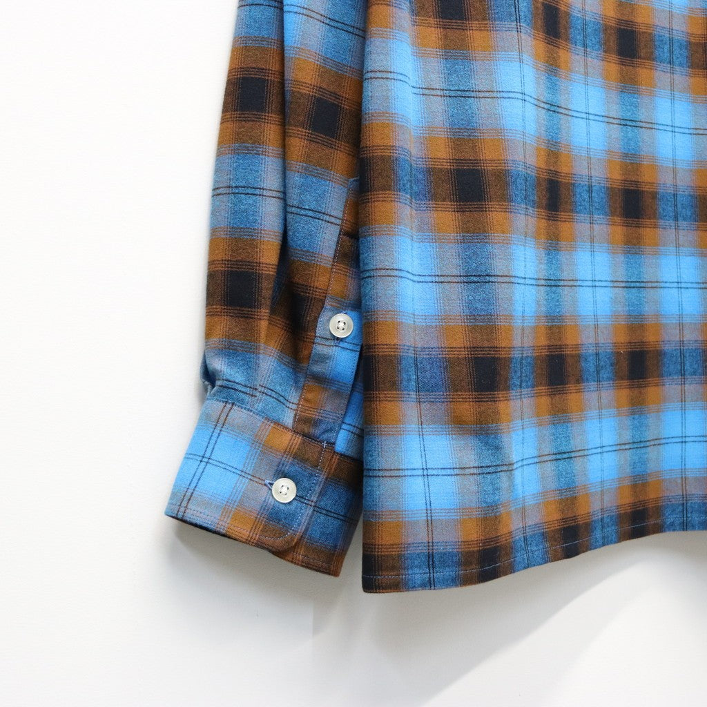 OMBRE CHECK OPEN COLLAR SHIRT L/S ( TYPE-1 ) #BLUE [26SS-WMS-OC11]