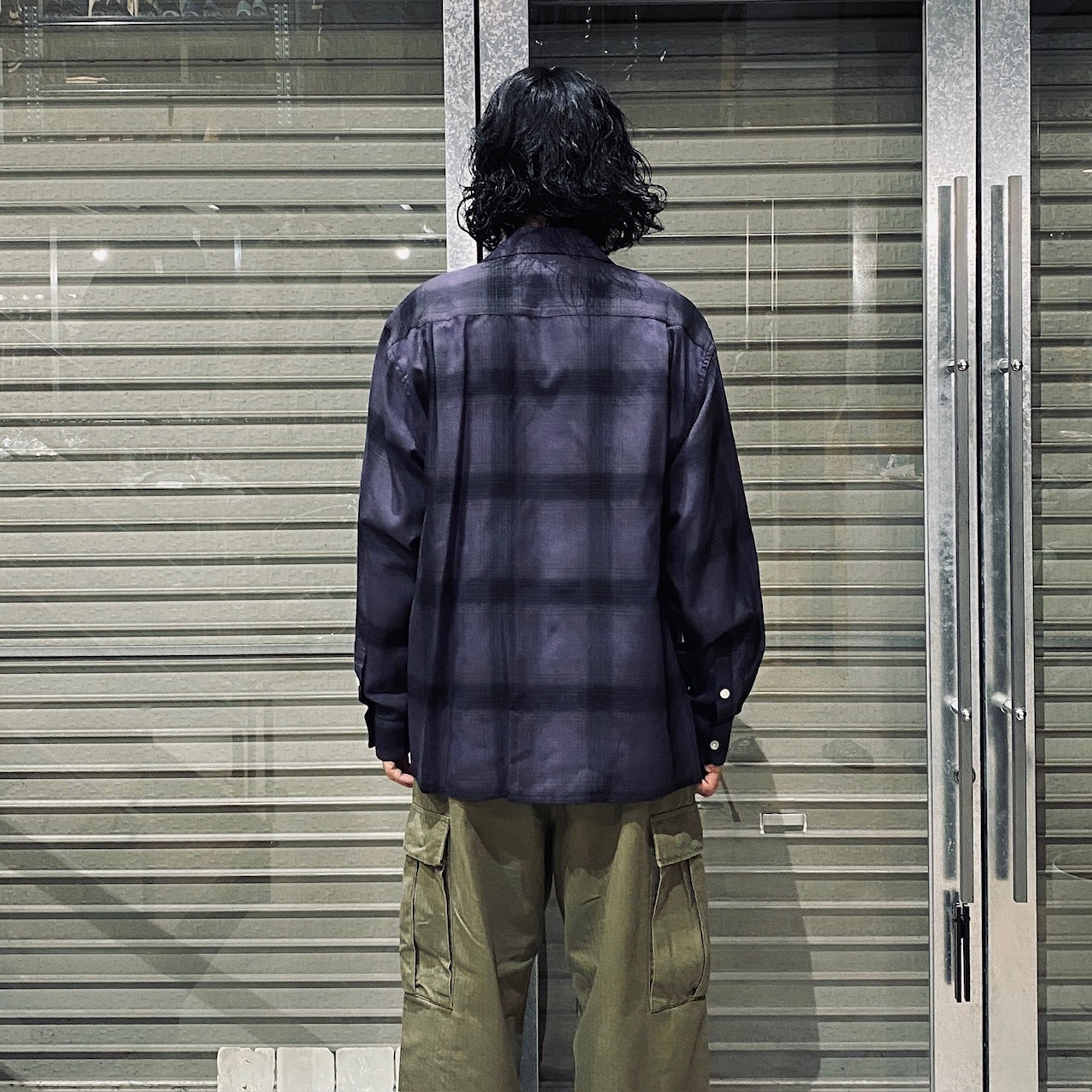 OMBRE CHECK OPEN COLLAR SHIRT L/S (TYPE-4) #PURPLE [24FW-WMS-OC04]