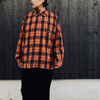 PLAID FLANNEL L/S SHIRT #Navy x Orange [FW26-S02]