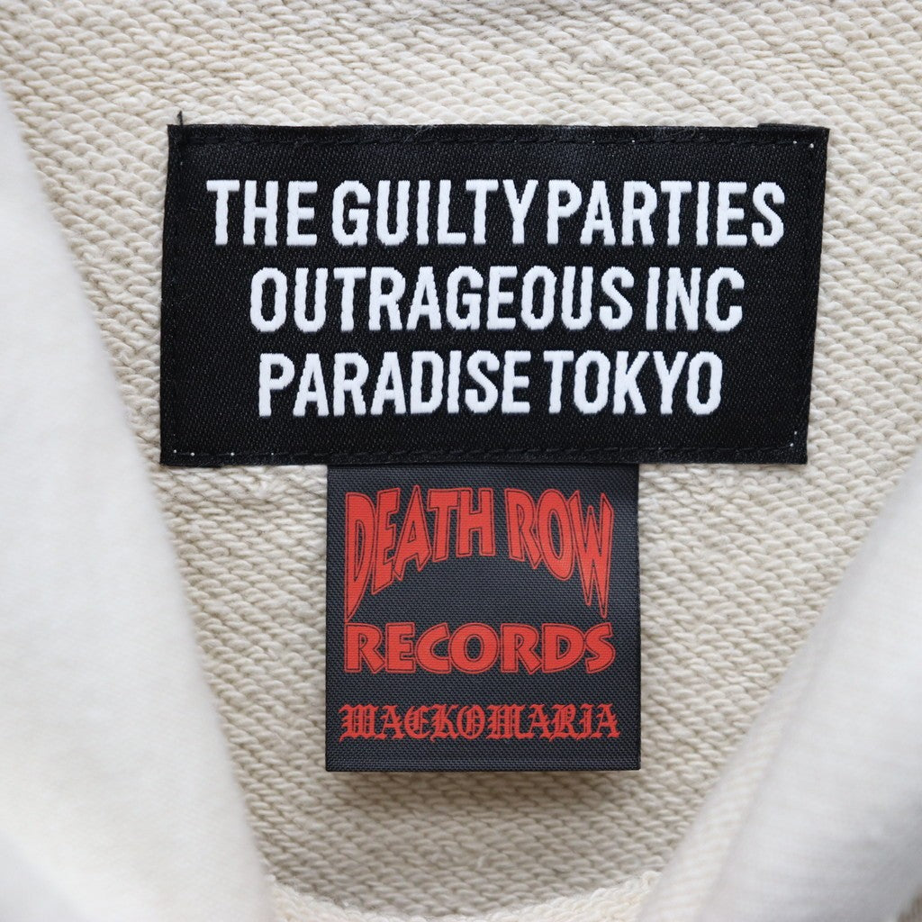 DEATH ROW RECORDS | WASHED MIDDLE WEIGHT PULLOVER HOODED SWEAT SHIRT #IVORY [DEATHROW-WM-SS02]
