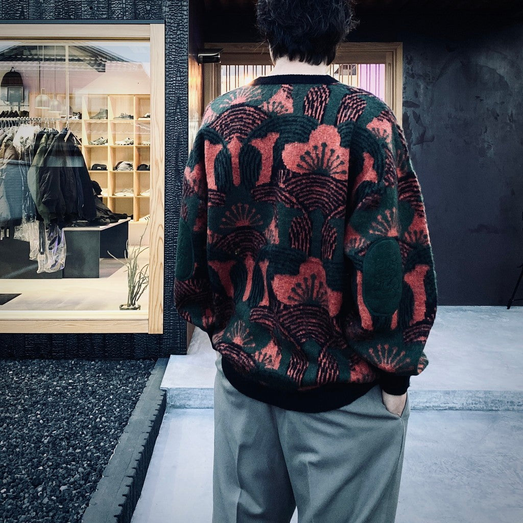 22AW SSZ Mohair Crew 柄 Knit KABUTO MOHAIR CREW KNIT #Orange/Green [25FW_KN01] - cocorozashi