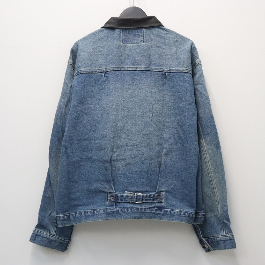 Leather Collar Denim Jacket #Indigo [SD26F-JK01]