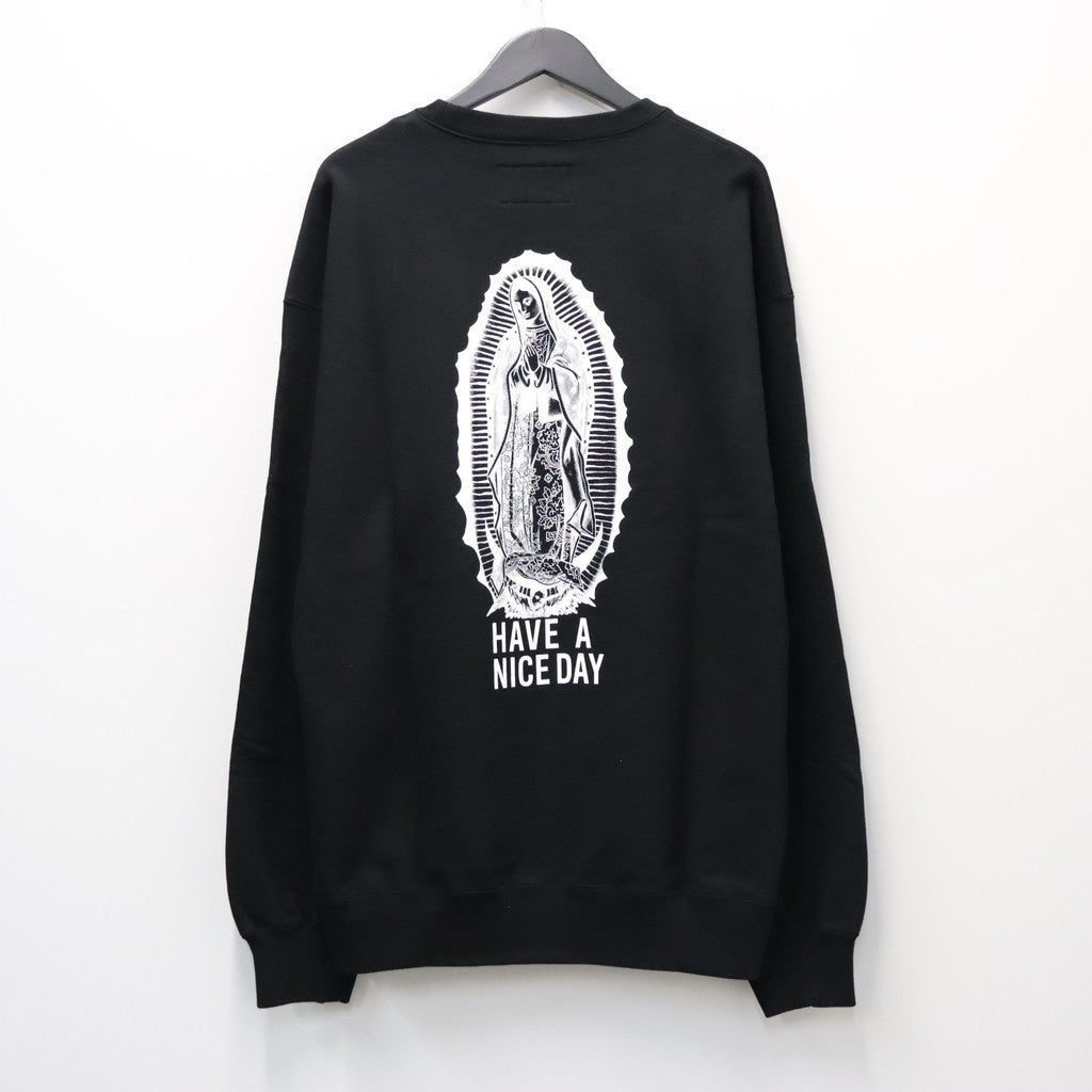 WASHED MIDDLE WEIGHT CREW NECK SWEAT SHIRT ( TYPE-2 ) #BLACK/WHITE [26FWE-WMC-SS04]