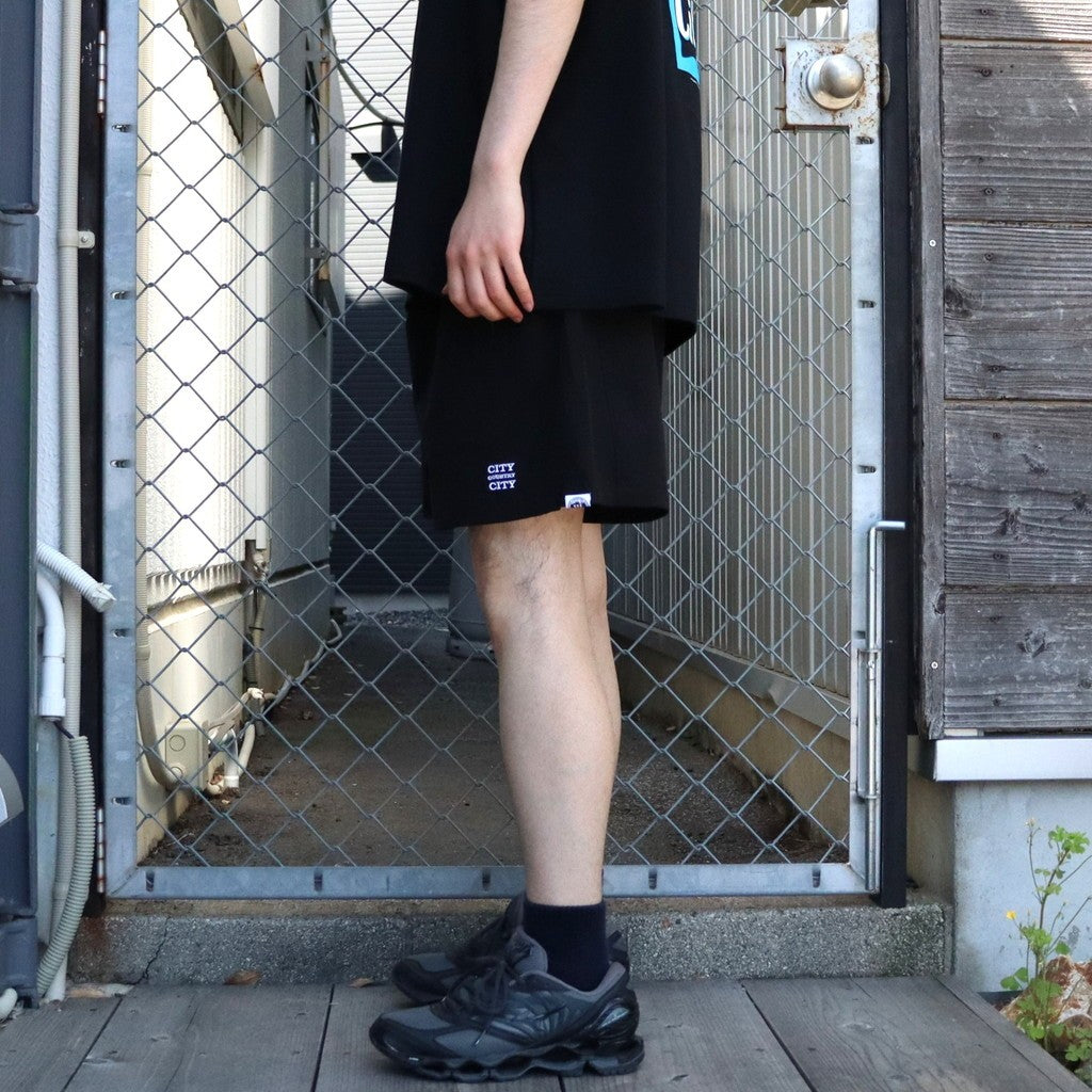 EMBROIDERD LOGO STRECH NYLON EASY SHORTS #BLACK [CCC-261P005]