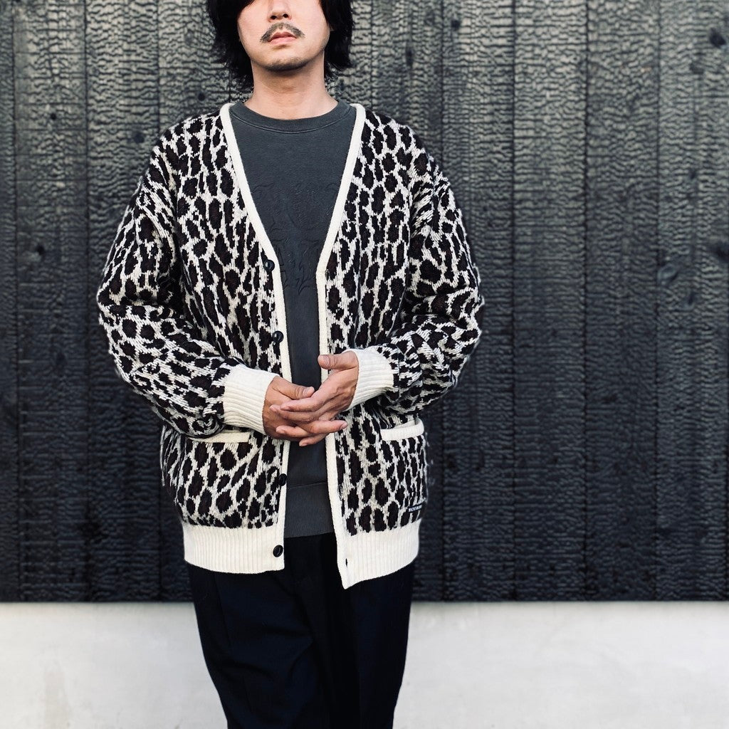 LEOPARD MOHAIR JACQUARD CARDIGAN #WHITE [26FW-WMK-KN17]