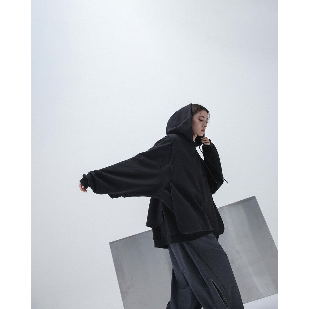 G7-H3 「Ｍantle」 Double-Layer Hoodie #BLACK [GOOPI-23AW-JAN-03]