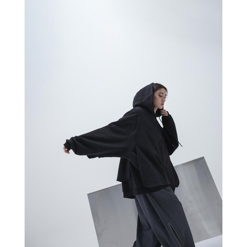 G7-H3 "Mantle" Double-Layer Hoodie #BLACK [GOOPI-23AW-JAN-03]