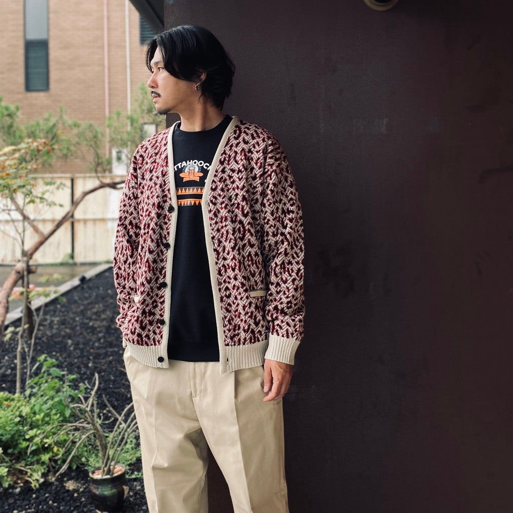 LEOPARD JACQUARD CARDIGAN #WHITE [26FW-WMK-KN13] - cocorozashi