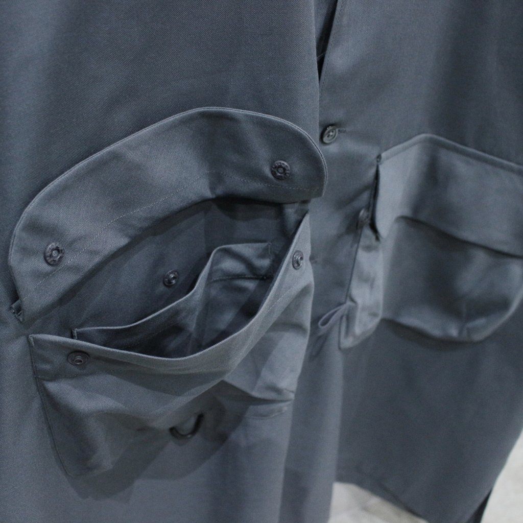 TECH SPORTS OPEN COLLAR SHIRT L/S #CHARCOAL [BE-82025]