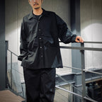 TECH SPORTS OPEN COLLAR SHIRT L/S #BLACK [BE-82025]