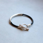 Round Leather Bracelet -Black- #SILVER [XOLB004S-BLK]