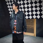 LEATHER TRUCKER JACKET ( TYPE-2 ) #BLACK [25FWE-WMO-BL02]