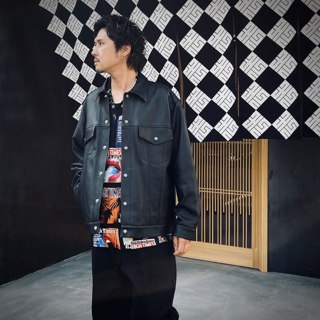 LEATHER TRUCKER JACKET ( TYPE-2 ) #BLACK [25FWE-WMO-BL02]