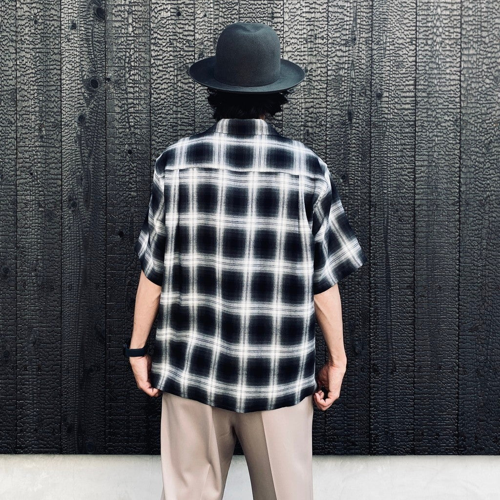 OMBRE CHECK OPEN COLLAR SHIRT S/S ( TYPE-2 ) #GRAY [26SS-WMS-OC10]