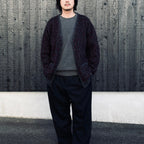 LEOPARD MOHAIR JACQUARD CARDIGAN #CHARCOAL [26FW-WMK-KN17]