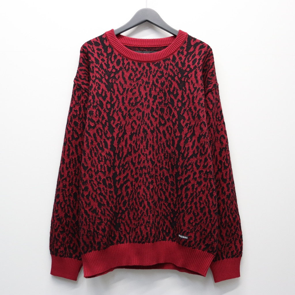 LEOPARD JACQUARD SWEATER ( TYPE-1 ) #RED [26SS-WMK-KN13]
