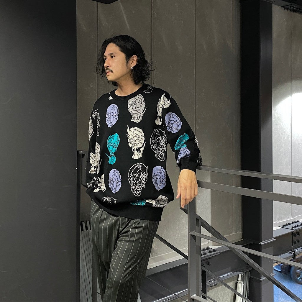 56 TATTOO STUDIO | JACQUARD SWEATER (TYPE-2) #BLACK [56TS-WM-KN02]
