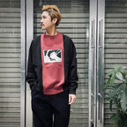 PANELED TWO TONE CREW NECK #RED [CES25CS13]