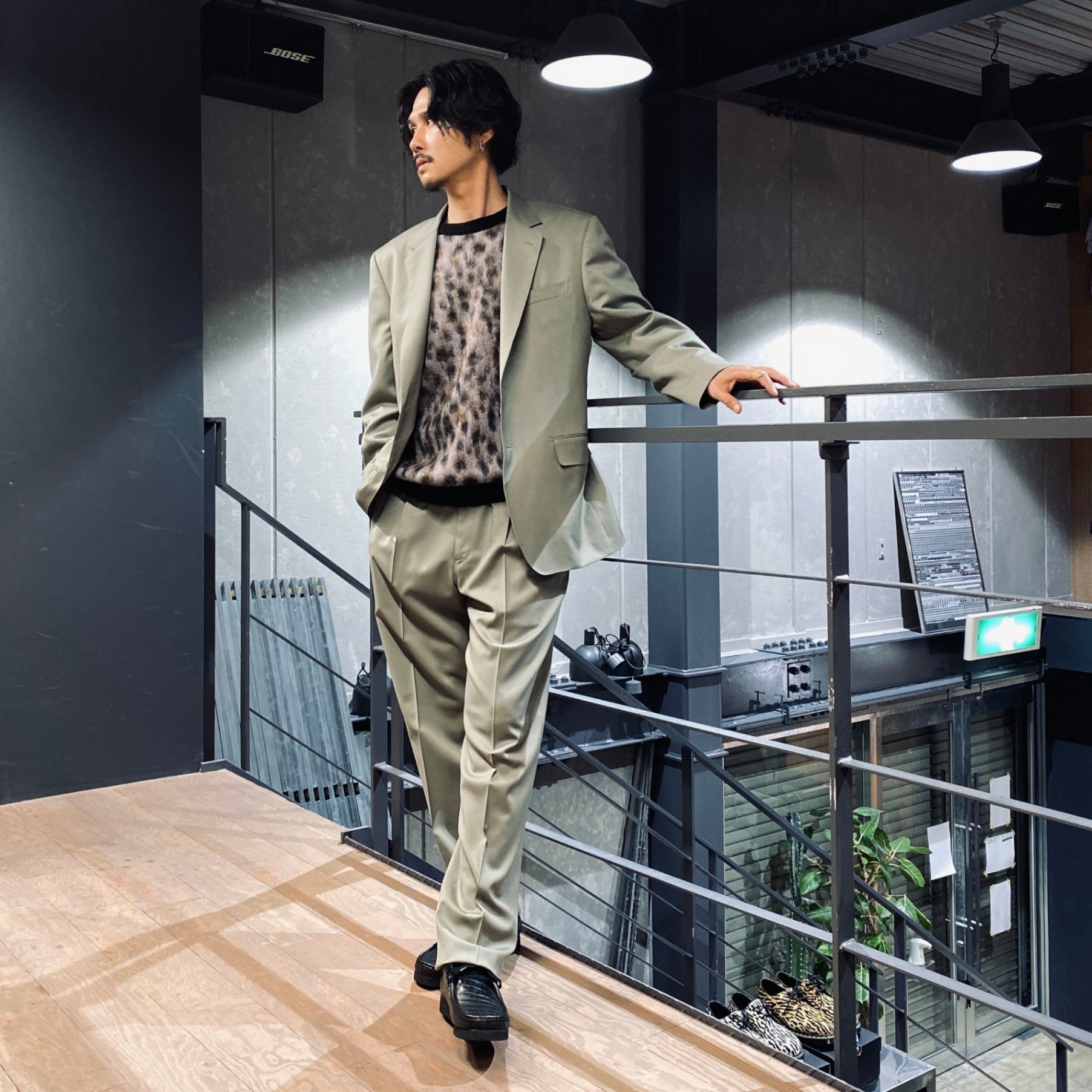 SINGLE BREASTED JACKET ( TYPE-3 ) &amp; TROUSERS #GRAYGREEN [23FW-WMO-SU03 / 23FW-WMP-TR08]