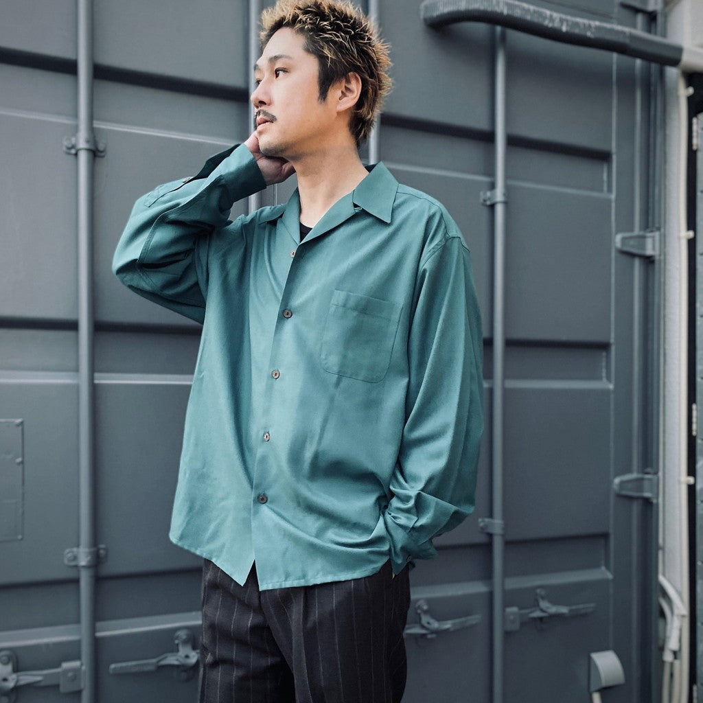 KASURI OPEN COLLAR SHIRT L/S #GREEN [25SSE-WMS-OC03]