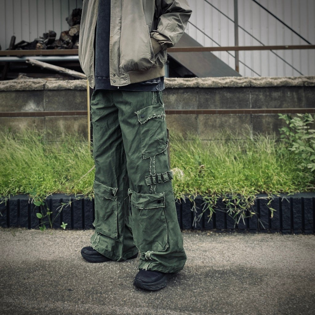 Slash Seam Twist Cargo Pants (PIGMENT DYED MOLESKIN) #OLIVE [M-P2-PT13]