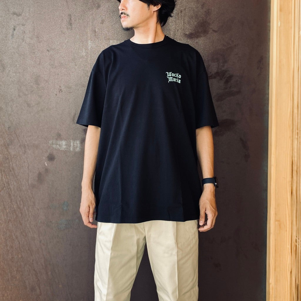 WASHED HEAVY WEIGHT CREW NECK T-SHIRT ( TYPE-2 ) #BLACK/GREEN [26FWE-WMT-WT02]