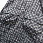 TECH SPORTS OPEN COLLAR SHIRT L/S GREN PLAID #CHARCOAL [BE-82026]