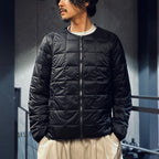 CREW NECK W-ZIP DOWN JKT #BLACK [TAION-104WZ]