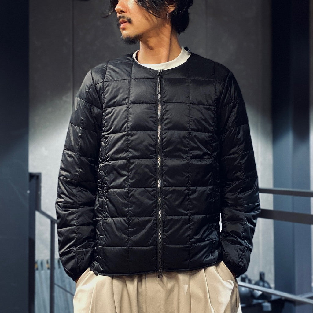 CREW NECK W-ZIP DOWN JKT #BLACK [TAION-104WZ]