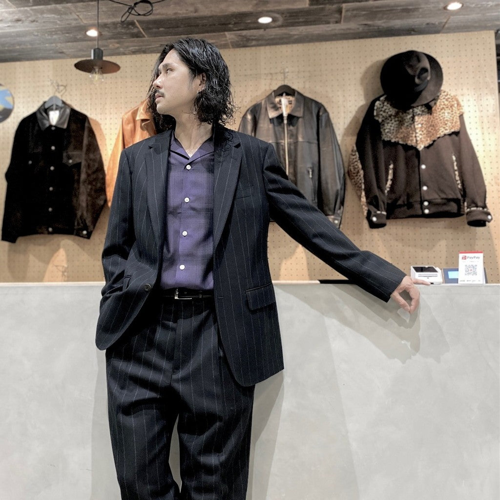 SINGLE BREASTED JACKET ( TYPE-8 ) &amp; TROUSERS #BLACK/GRAY STRIPE [24FW-WMO-SU08 / 24FW-WMP-TR23]
