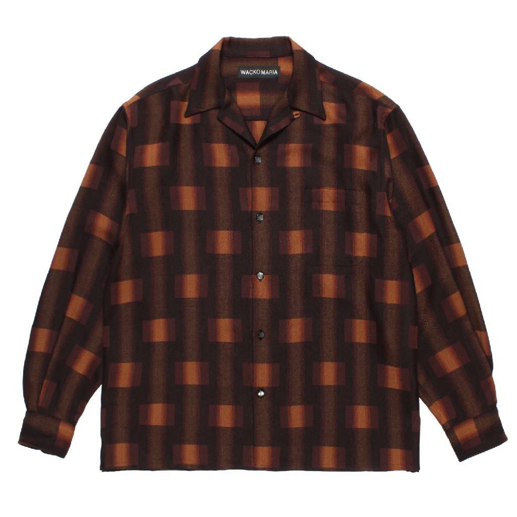 OMBRE CHECK OPEN COLLAR SHIRT L/S ( TYPE-1 ) #BROWN [26FW-WMS-OC01]