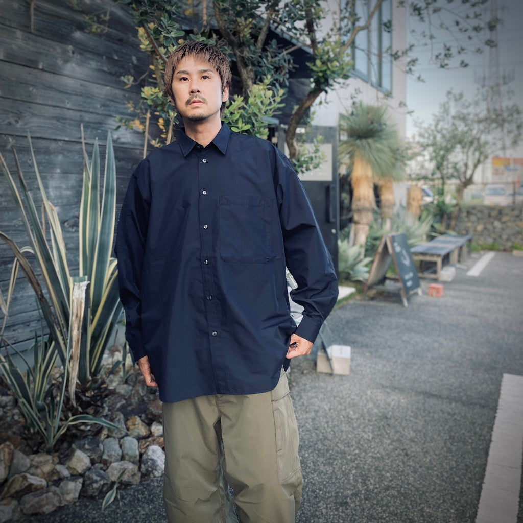 TECH REGULAR COLLAR SHIRT L/S #NAVY [BE-83025W]