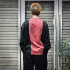PANELED TWO TONE CREW NECK #RED [CES25CS13]