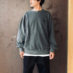 WASHED MIDDLE WEIGHT CREW NECK SWEAT SHIRT ( TYPE-2 ) #GRAY/BLACK [26FWE-WMC-SS04]