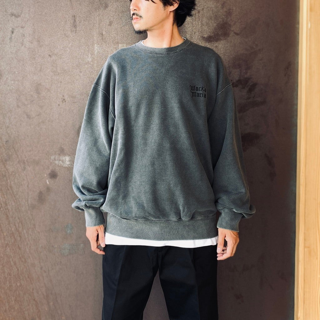 WASHED MIDDLE WEIGHT CREW NECK SWEAT SHIRT ( TYPE-2 ) #GRAY/BLACK [26FWE-WMC-SS04]