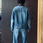 Leather Collar Denim Jacket #Indigo [SD26F-JK01]