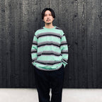 STRIPED CREW NECK LONG SLEEVE T-SHIRT ( TYPE-3 ) #GREEN [26SSE-WMT-LT03]