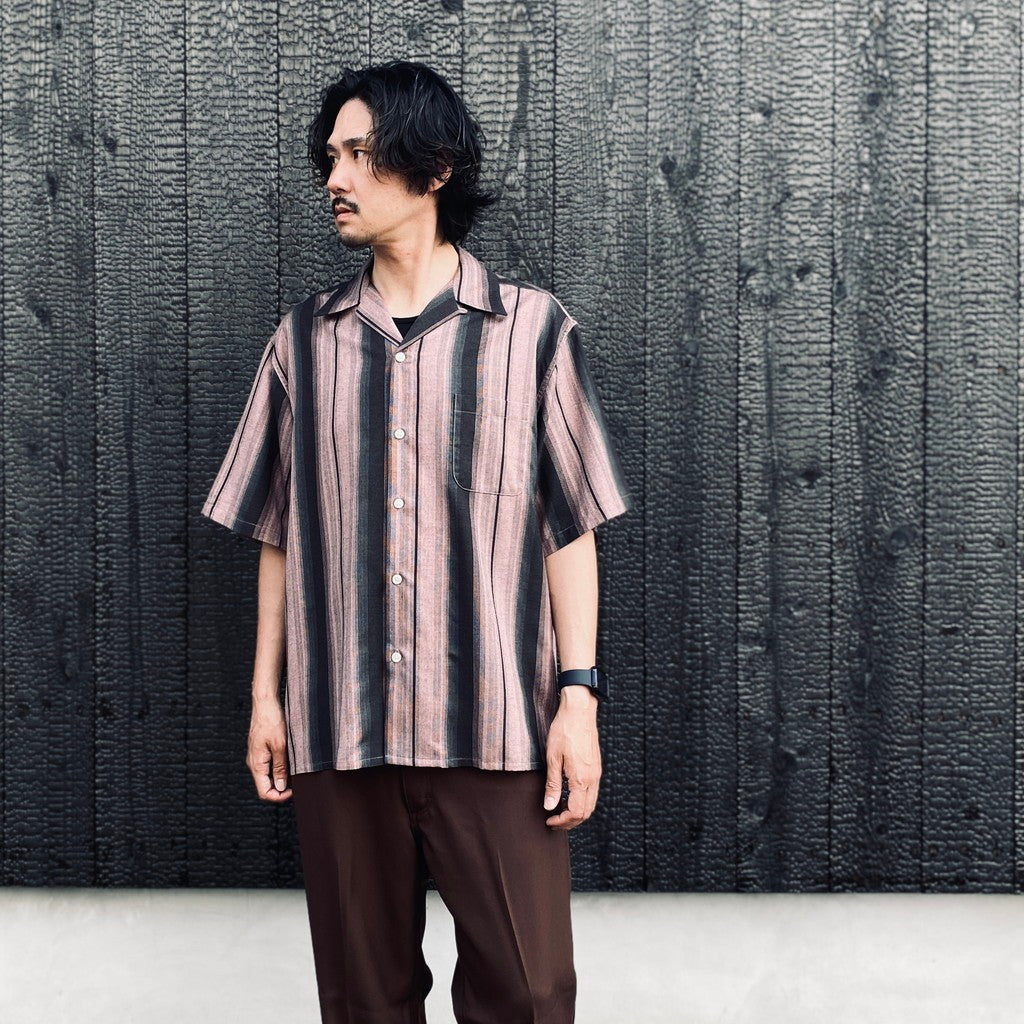 OMBRE STRIPED OPEN COLLAR SHIRT S/S #PINK [26SS-WMS-OC12]