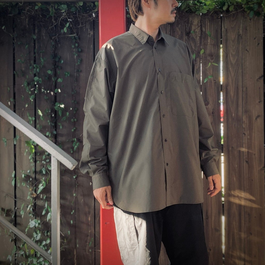 TECH REGULAR COLLAR SHIRT L/S #BROWNKAHKI [BE-83025W