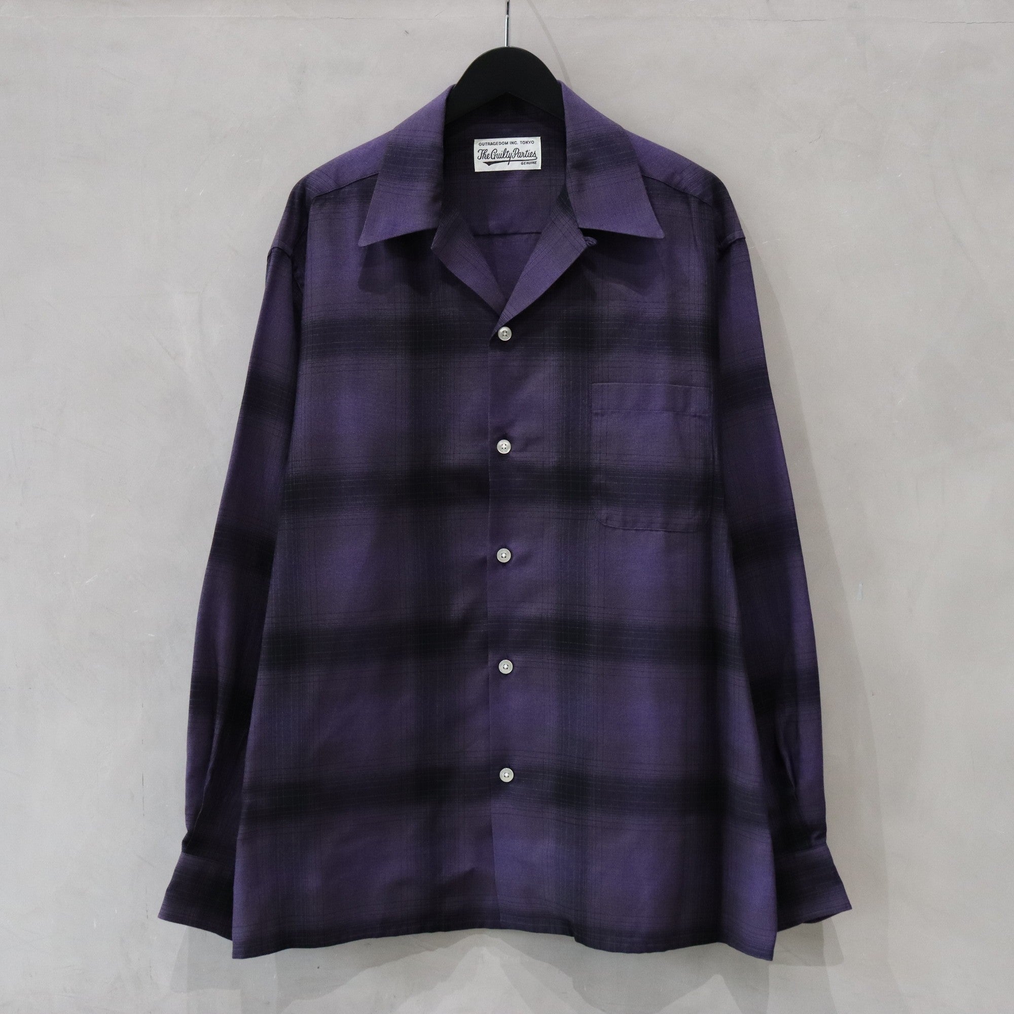 OMBRE CHECK OPEN COLLAR SHIRT L/S (TYPE-4) #PURPLE [24FW-WMS-OC04]
