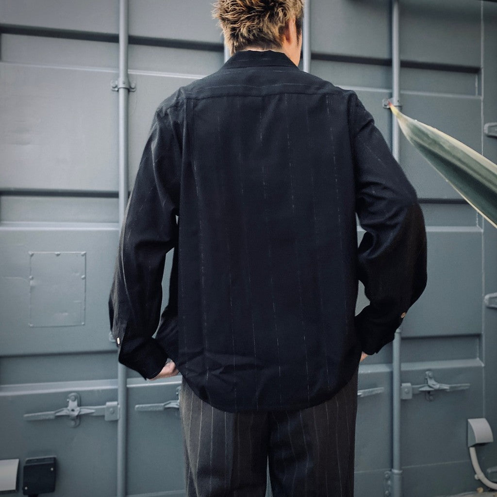 KASURI OPEN COLLAR SHIRT L/S #BLACK [25SSE-WMS-OC03]