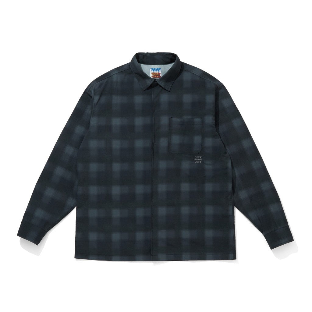 TASLAN NYLON CHECK SHIRT #BLACK [CCC-261W003]