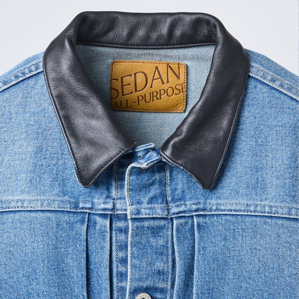 Leather Collar Denim Jacket #Indigo [SD26F-JK01]