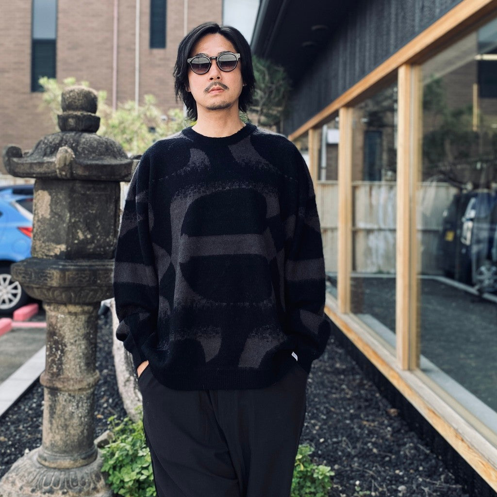 PATTERN MOHAIR KNIT #Black [26FW_KN01]
