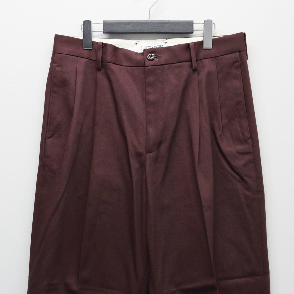 雙褶斜紋棉布褲（1 型）#酒紅色 [25FW-WMP-PT01]