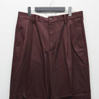 雙褶斜紋棉布褲（1 型）#酒紅色 [25FW-WMP-PT01]